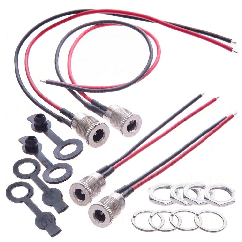 1Pair 5.5x2.1/5.5 x 2.5 DC-099 With 20AWG Cable Wires 10CM 20CM Waterproof cap DC Power Socket Threaded Female Connector Adapter