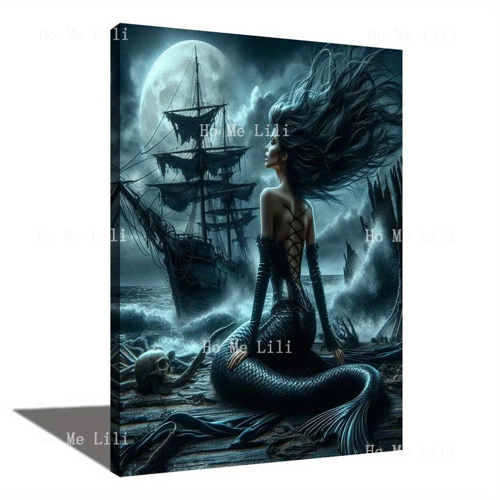 Mermaid Ship Sea Maritime Shipwreck Sensual Oneiric Canvas Artwork For Bedroom Living Room Home Office Cafe Decor