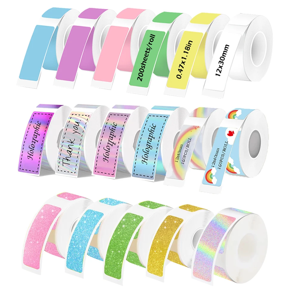 1Roll P12 P15 Thermal Label Sticker 12mm*40mm tape Compatible D30 Q30 Marklife P11 P50 L12 DELI Q2 Labeller