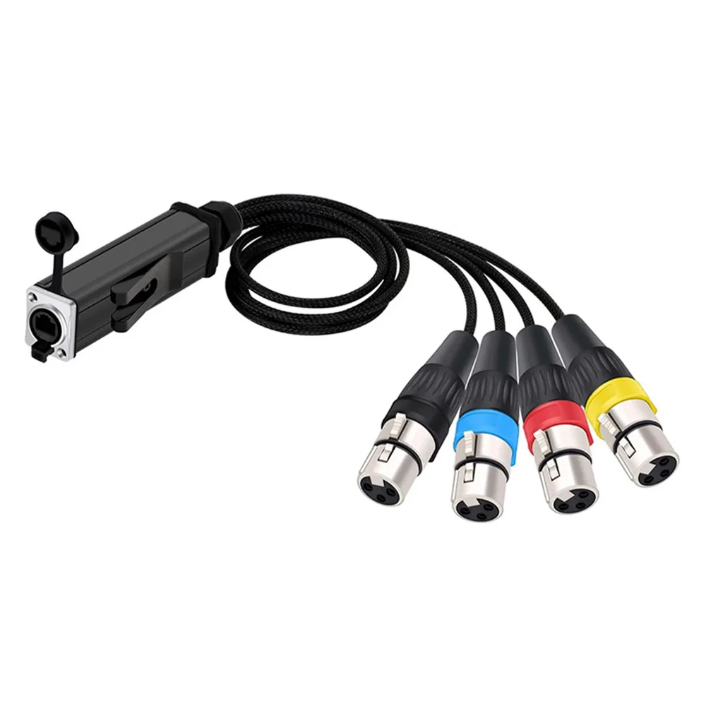 New Network Converter RJ45 CAT5 Female to 4 Channel 3Pins XLR Male/Female Connector Cable XLR Audio Adapter Signal Extender