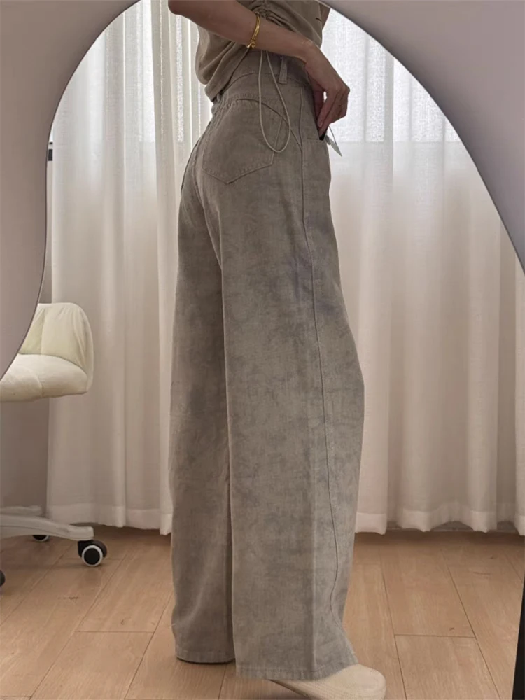 

Summer Jeans Woman Stacked Ruffle Pleated Draped Split Slit Asymmetric Detail Side Drapey Fluid Chic Palazzo Trumpet Bell Flare