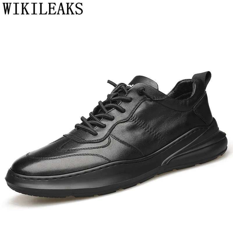 Leather Shoes Men Black Sneakers Men Shoes Luxury Brand Designer Shoes Mens Trainers Erkek Ayakkabi Zapatos De Hombre Sapato