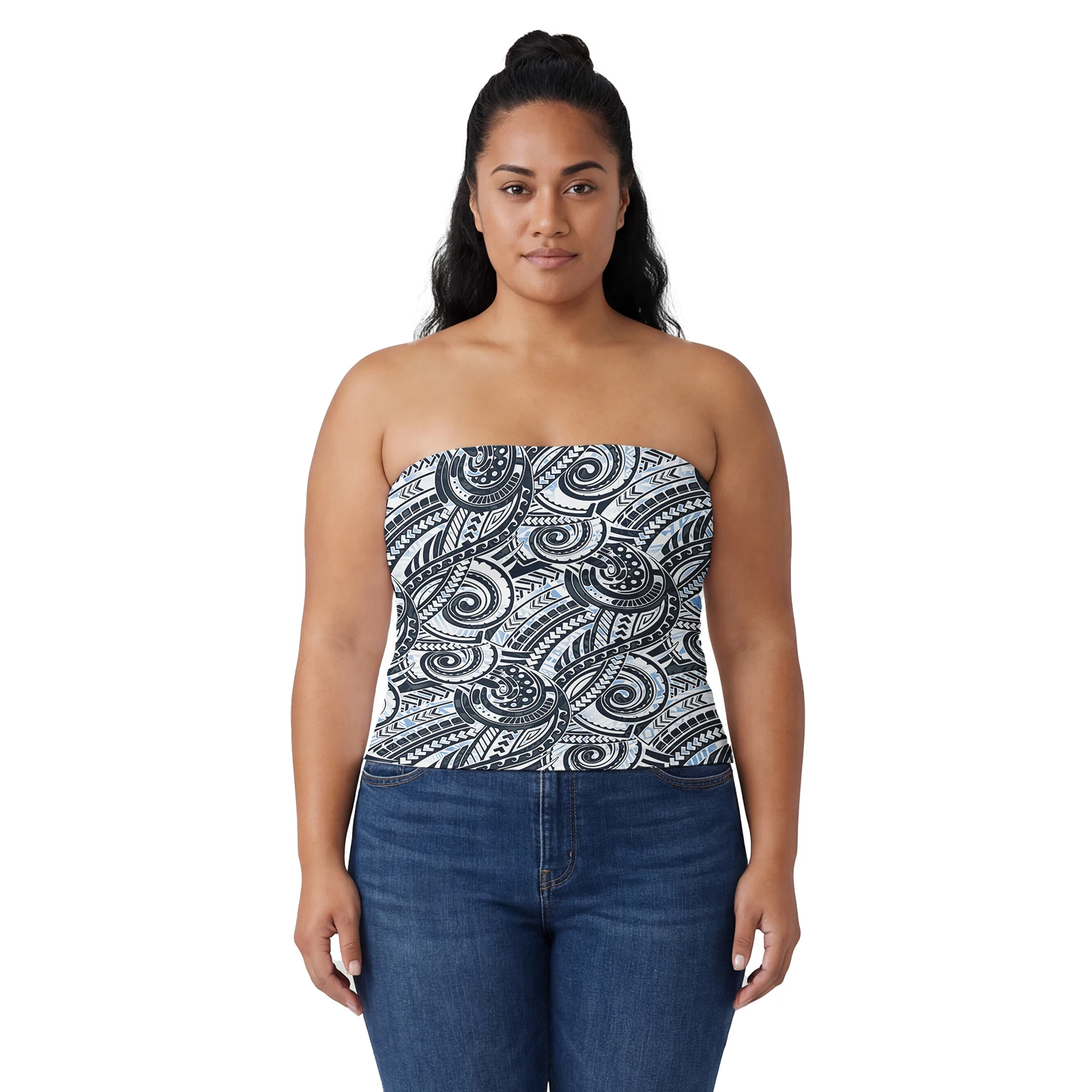 Ethnic Style Custom Image Polynesian Tribal Party Women Strapless Top Samoan Island Ladies Outfits Hawaiian Wrap Chest Tops Tapa