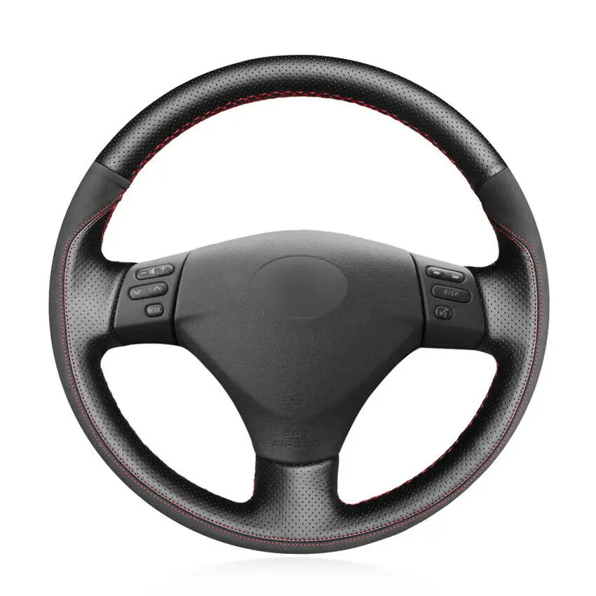 Hand-stitched Black Genuine Leather Car Steering Wheel Cover for Lexus RX330 RX400h RX400 2004