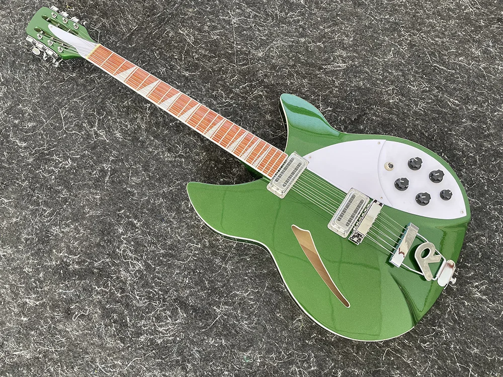 

Электрогитара, зеленый цвет металлик, 360 12 струн, звукосниматель из 2 предметов, накладка из палисандра, высококачественная гитара, бесплатная доставка