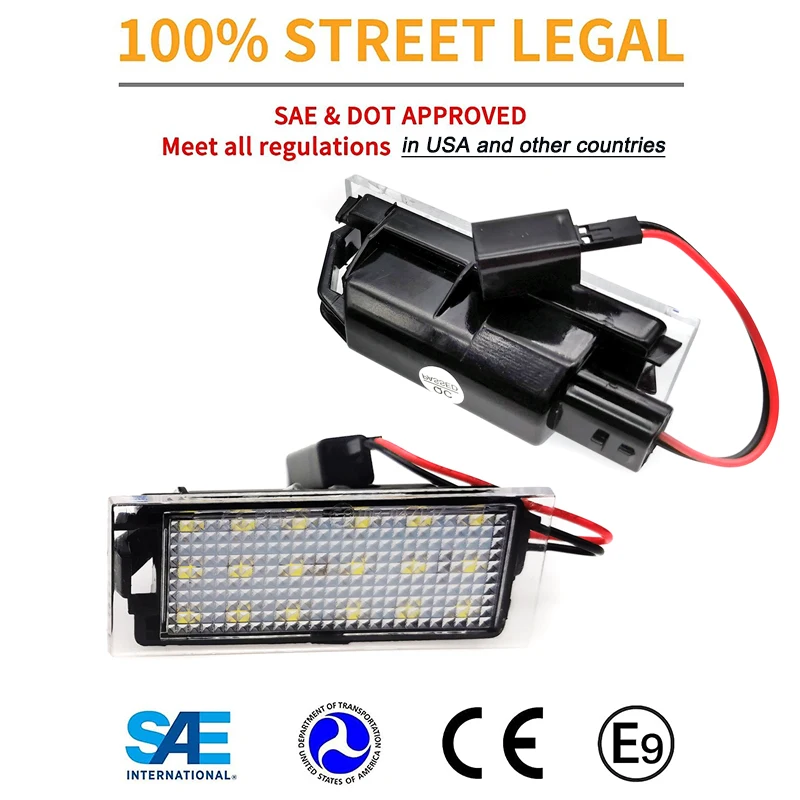 2Pcs LED Number License Plate Lights Lamps For Renault Clio Espace Kangoo Master Megane Twingo Koleos Kadjar Laguna Wind Twizy