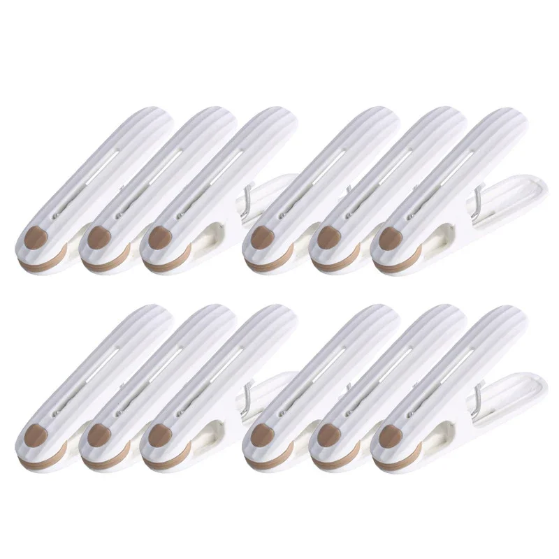 مشبك بلاستيك 12 غير وسم للتجفيف ، ملابس ثابتة مقاومة للرياح ، مشبك جوارب ، بياضات سرير ، مطاط ناعم ، مانع للإنزلاق ، أبيض ناعم