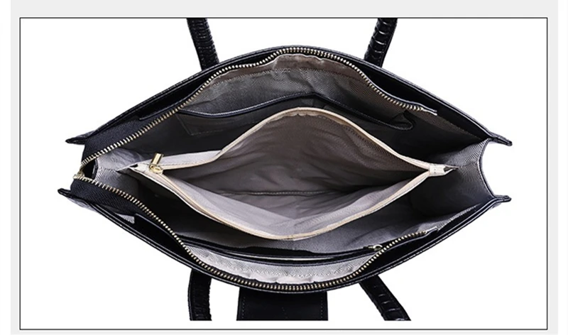 Nesitu 2025 Black Grey Red Purple Blue Crocodile Skin Pattern Split Leather A4 Women's Handbag Tote Shoulder Messenger Bag M1009