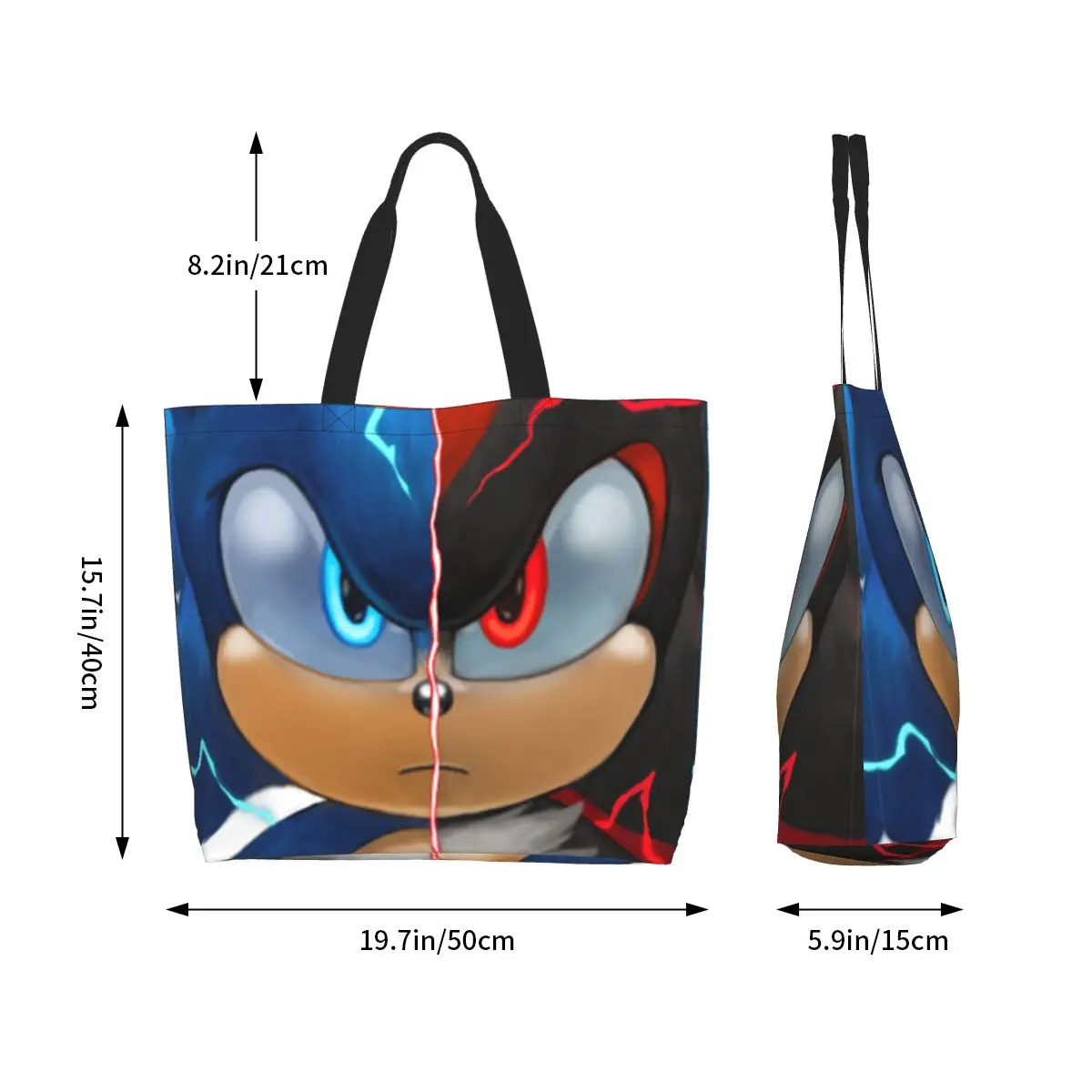 Sonic Shadow Shopping sac fourre-tout toile grande capacité sacs à bandoulière Shopper épicerie sac à main pour les femmes