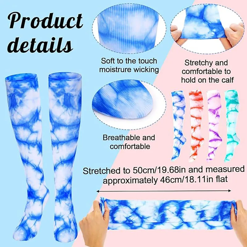 Sports Tie Dye Tube Socks Gradient Color Unisex over the Calf Team Performance Socks for Youth and Adult Halloween Party Decors