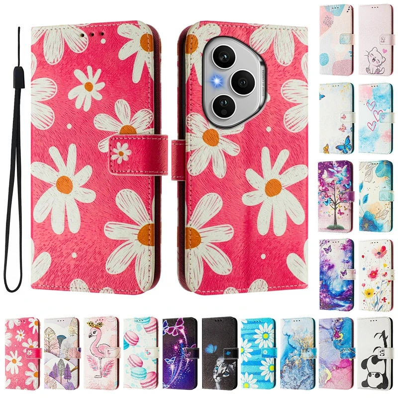 For Honor 400 Pro Leather Case on For Honor 400 pro DNP-NX9 Wallet Cover Etui Honor400Pro Cartoon Painted Phone Case Funda Coque