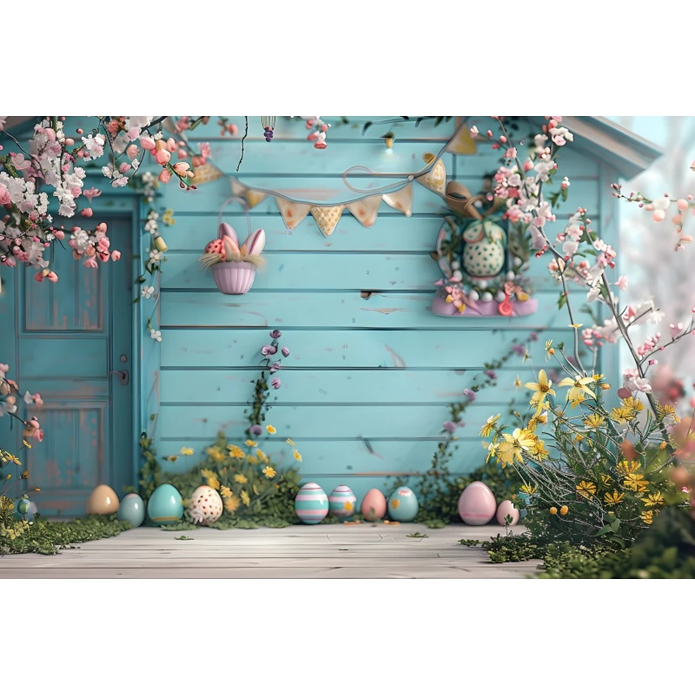 Spring Easter Rabbit Photography Background Easter Window Color Eggs Baby Shower Newborn Portrait Backdrop Photo Studio Props