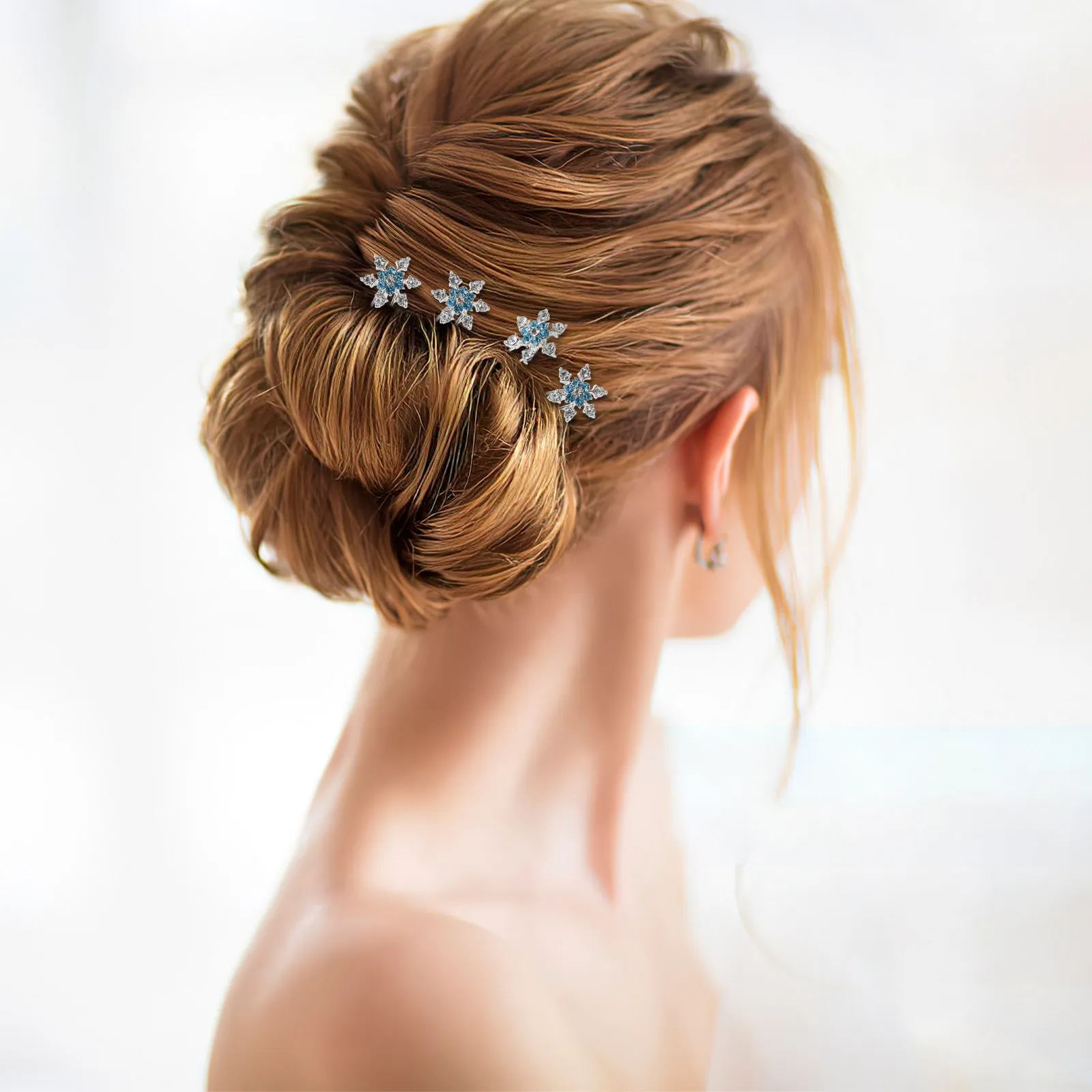 12Pcs Crystal Snowflake Hairpin Elegant Bridal Headdress for Wedding Party Prom Stylish Headwear Fashionable Hair Accessories
