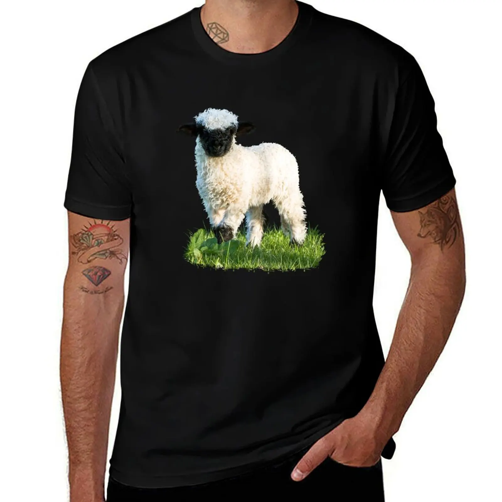 Valais Blacknose Lamb in a Meadow T-Shirt UV Sun Protection Tee Shirt T-Shirt