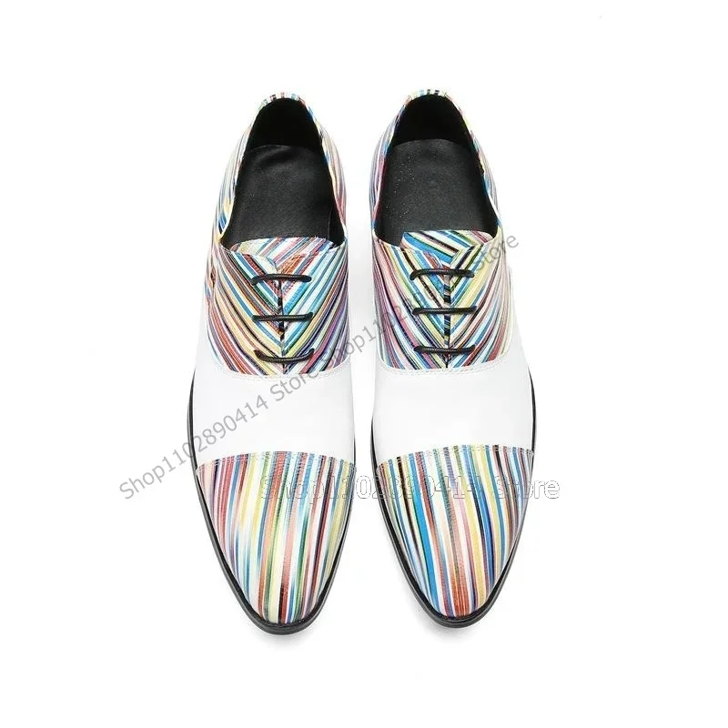 Gemengde kleur gestreepte print strappy herenschoenen mode slip-on heren casual schoenen luxe handgemaakte feestbanket herenkleding schoenen