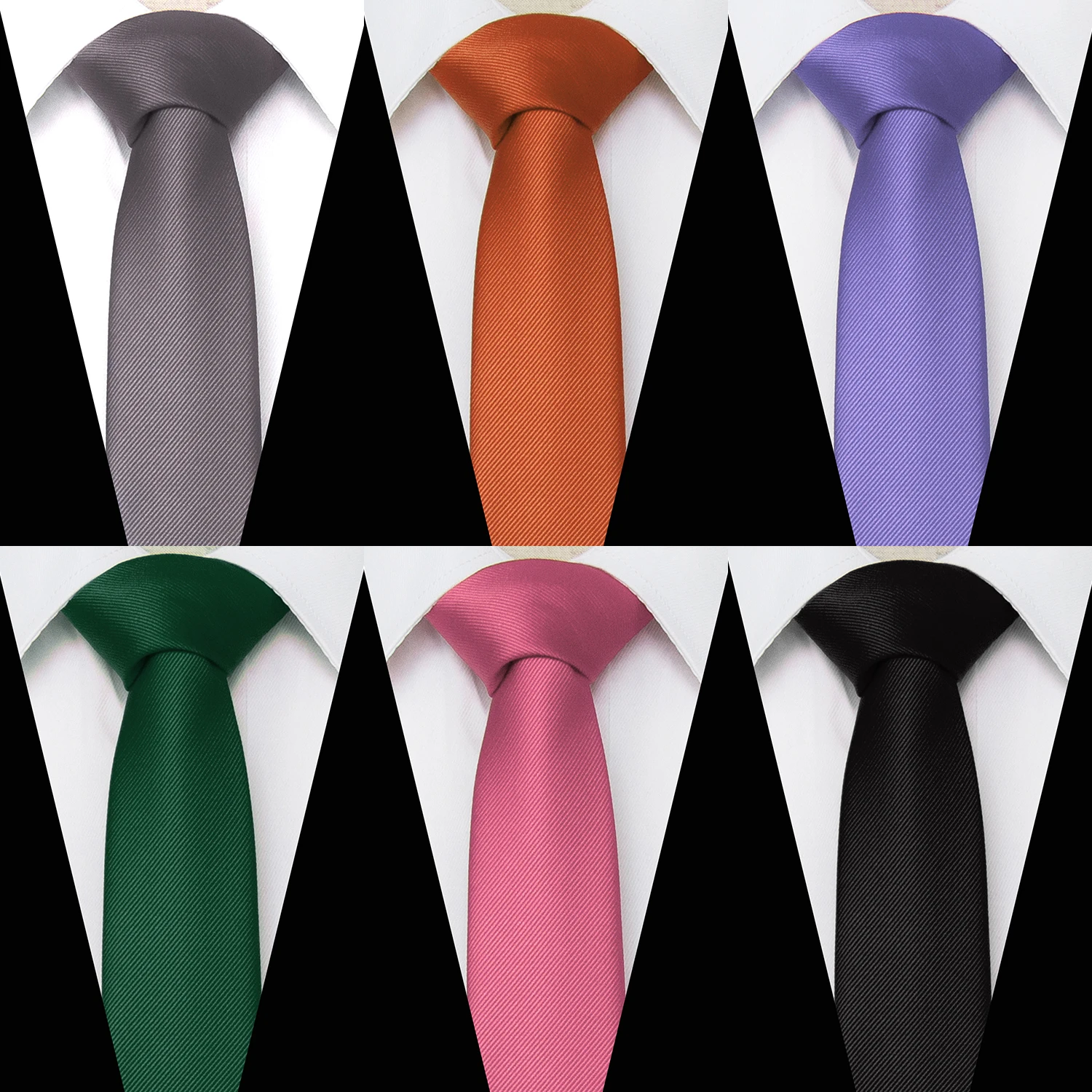 Men Solid Classic Ties 6cm Slim Skinny Necktie Solid Jacquard Woven Ties for Mens Wedding Business Party Gift