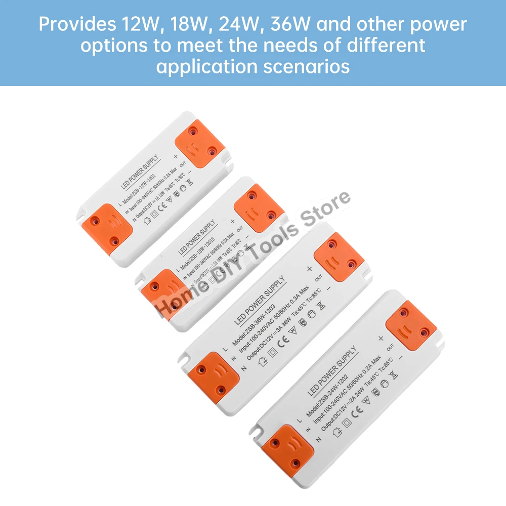 

12W 18W 24W 36W Ultra Thin Lighting Transformer LED Power Supply AC185-260V to DC12V Transformer Adapter for LED Strip Lamp