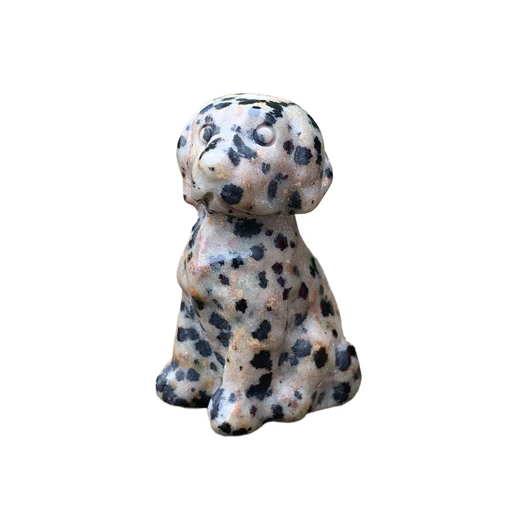 Natural Dalmatian Jasper Dog Statue Hand Carved Crystal Animal Figurine Reiki Healing Energy Stone Spiritual Protection