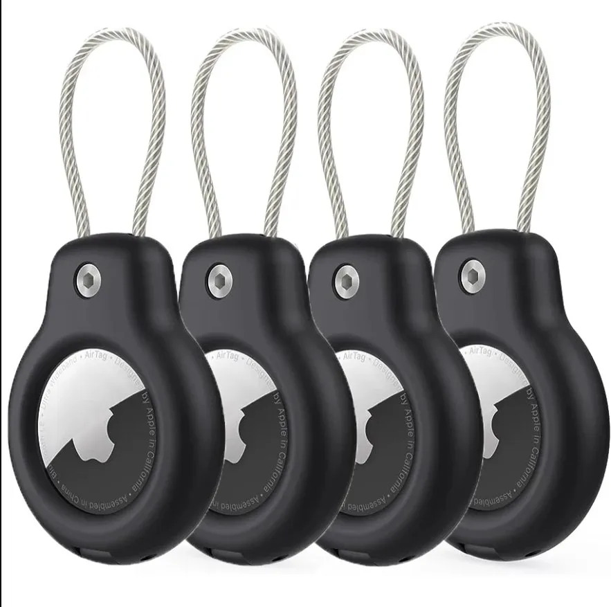 Voor Apple Airtag Case Hard Plastics Houder Anti-Verlies Sleutelhanger Met Stalen Kabel Voor Huisdieren Kraag Rugzak Bagagelabel GPS Tracking