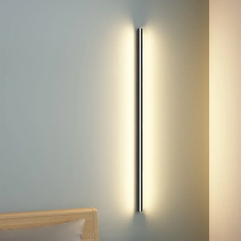 lampada de parede longa minimalista moderna atmosfera nordica do metal lampada led escurecimento luz do quarto corredor e banheiro luz casa luz 01