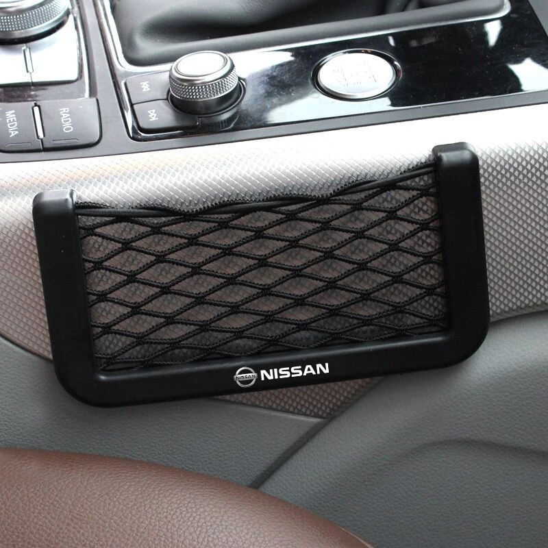 Car Organizer Storage Bag Auto Paste Net Pocket Phone Holder Car Accessories For Nissan Qashqai X J10 Trail Tiida Juke Teana