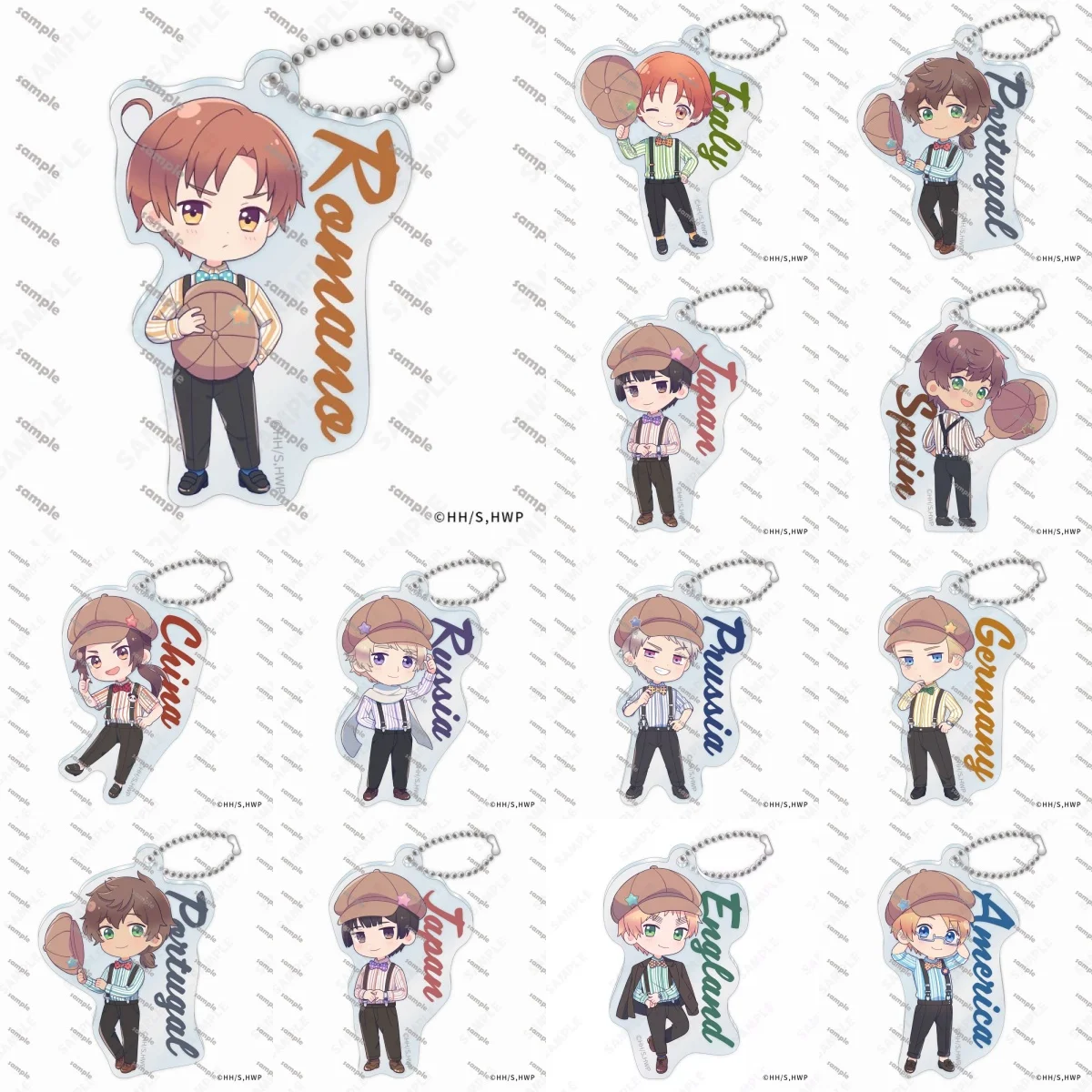 Game APH America Russia England Germany Italy Japan France Keychain Doll Anime Acrylic Keyring Pendant for Gift