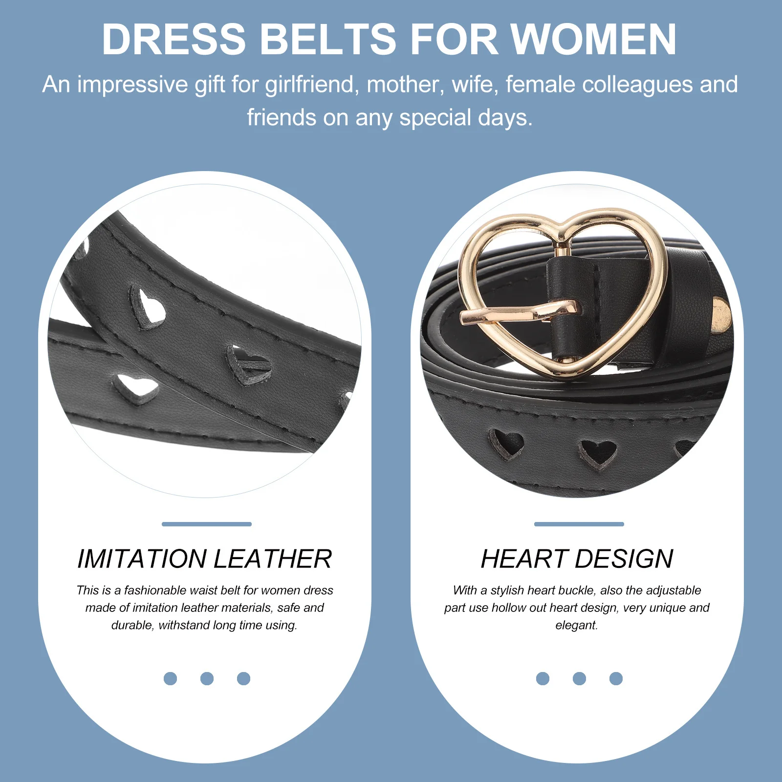 حزام خصر نسائي قابل للتعديل مع إبزيم على شكل قلب وحزام فستان بتصميم مجوف للسراويل والتنانير غير الرسمية