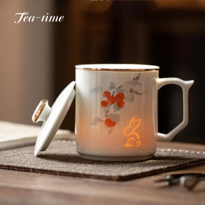 White Porcelain With Filter Mug Aesthetic Mugs With Lid Coffee Cup Fathers Day Gifts Tea Set Hand Painted Bubu Dudu Cups Travel