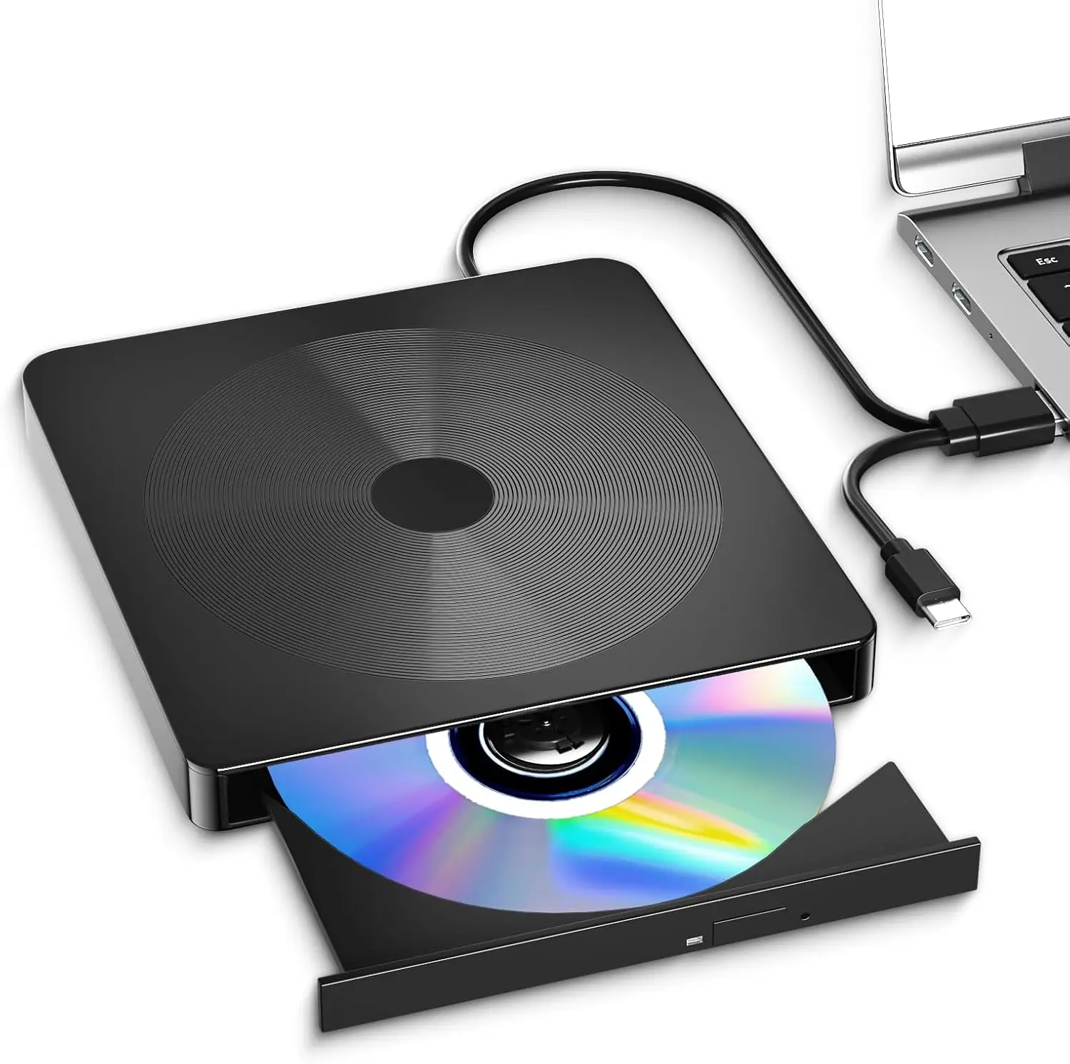hit productExternal DVD Burner USB 3.0/Type-C Portable DVD/CD Drive Plug & Play Disc Reader Slim Dvd Wrtier for Laptop Windows M
