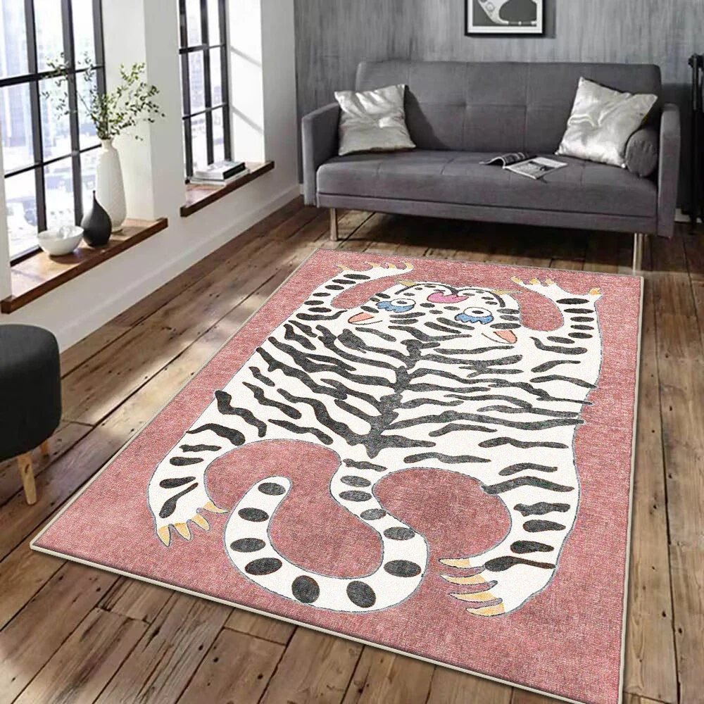 Carpet for Living Room Tiger Leopard Print Decoration Plush Home Bedroom Bedside Mat Cartoon Flufft Rug ковер Tapis Tapete 러그