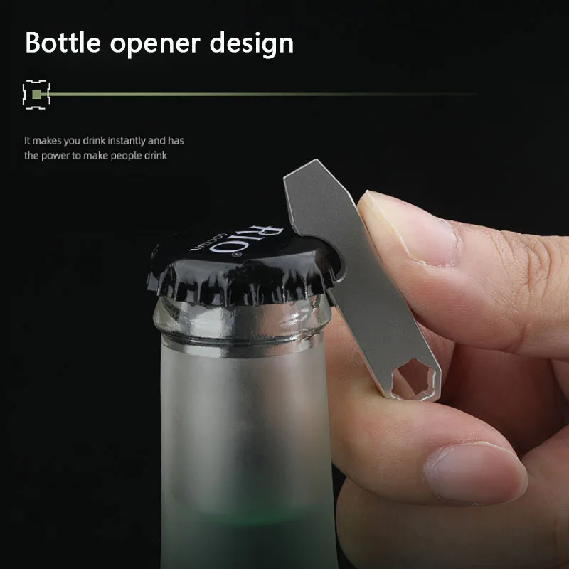 Mini Titanium Alloy Pry Bar Bottle Opener Scale Hexagonal Wrench EDC Outdoor Camping Equipment Survival Multifunctional Tool