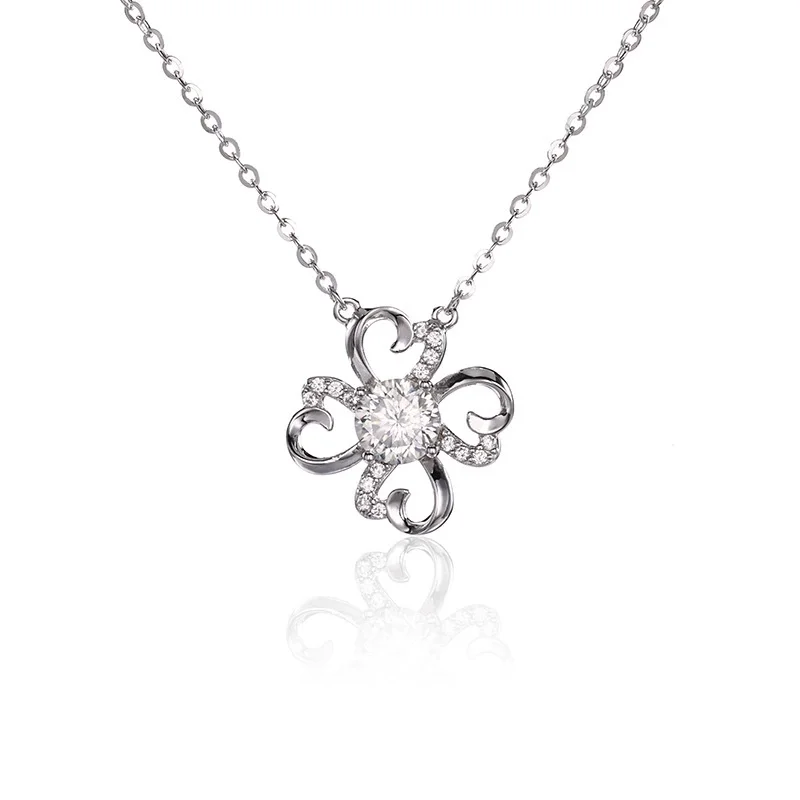 

ZFSILVER модное модное серебро 925 пробы, роскошное муассанитовое ожерелье с полой клевером, подвески, женские аксессуары, вечерние ювелирные изделия, подарок MS-1433B