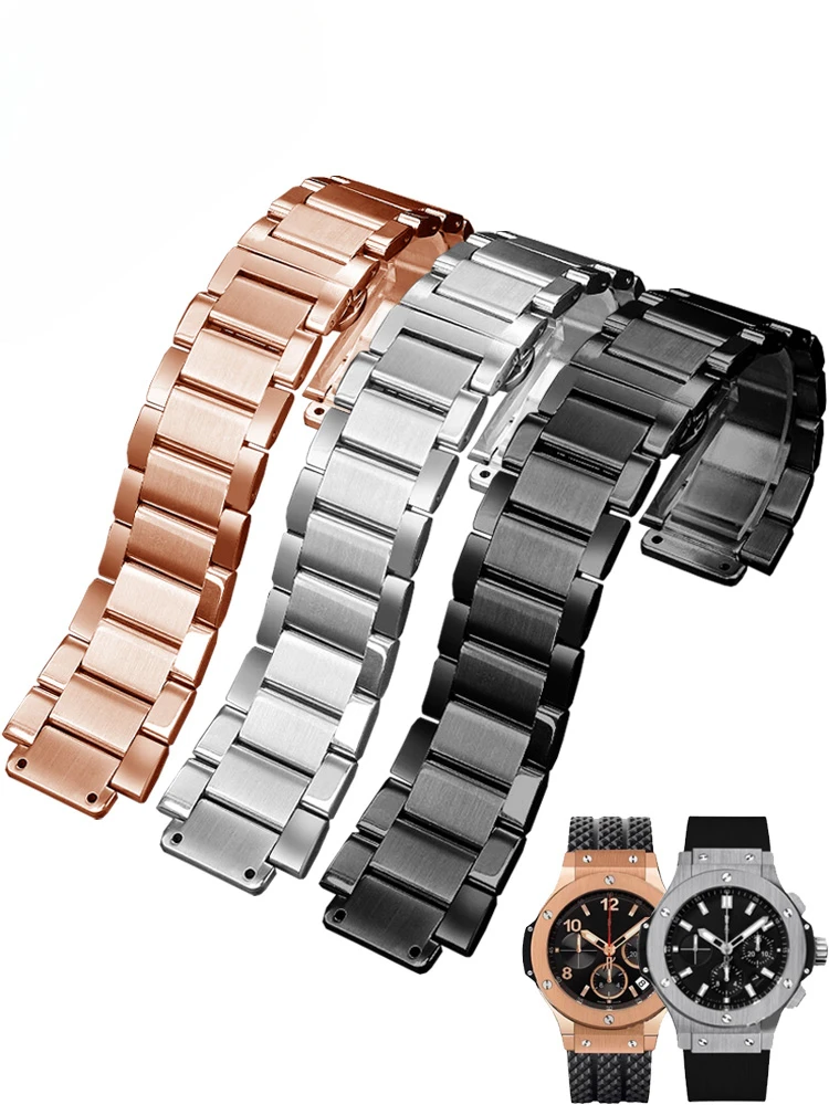 For Yubo Classic Fusion Hublot Big Bang Convex Solid Stainless Steel Watchband Antibacterial Safe Watch Accessories 27x19mm