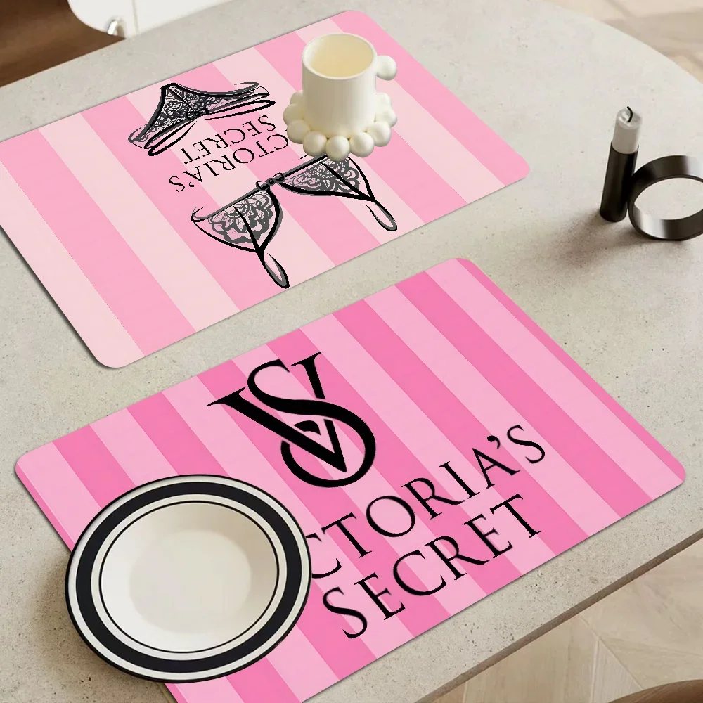 V-VICTORIA’S S-SECRETS Absorbent Drain Mat Countertop Dry Mats Printed Coffee Machine Draining Pad Kitchen Table Tableware