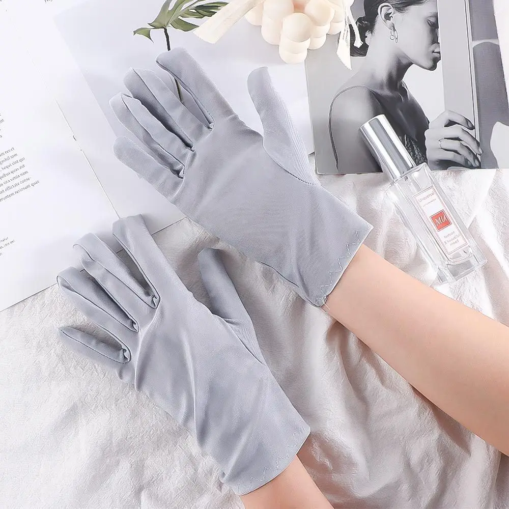 Abrasion-resistant Pure Color Summer Anti-ultraviolet Sun Protection Mittens Female Gloves Outdoor Sports Gloves Driving Gloves