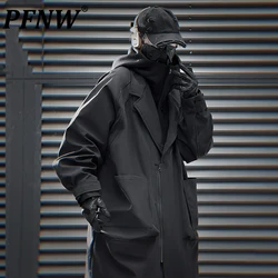 PFNW Colorblock Two Piece Hooded Collar Windbreaker Men's Loose Casual Detachable Collar Overcoat 2025 Spring New Trench 12C1119