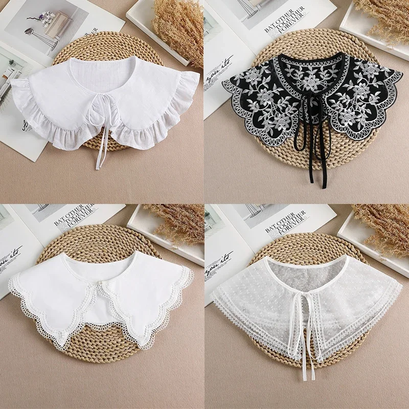 Summer Bow Tie Shawl White Fake Collars for Women Removable Dress Detachable Collar Wrap Shawl 2023 False Collar Decor