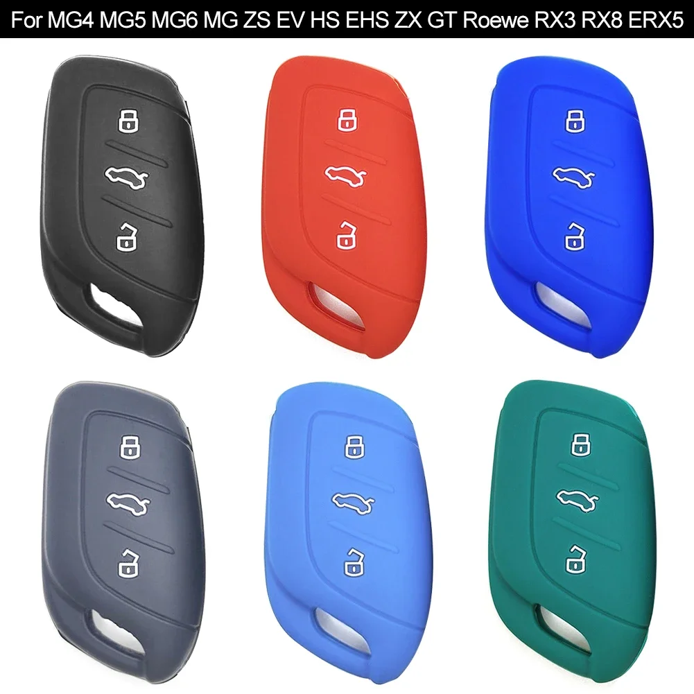 For MG 4 2023 Mg4 Ev MG HS GT ZS EV ZX MG5 MG6 3 Buttons Silicone Fob Key Cover Case Keychain for Roewe RX3 RX5 RX8 ERX5 I6 I5