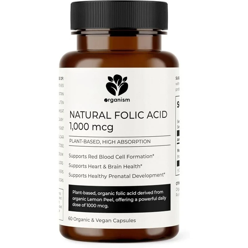 

Добавка с органической фолиевой кислотой, 1000 микрограмм, содержащая лимонной кожурой, витамин B9-60 капсул — высококачественная пищевая добавка