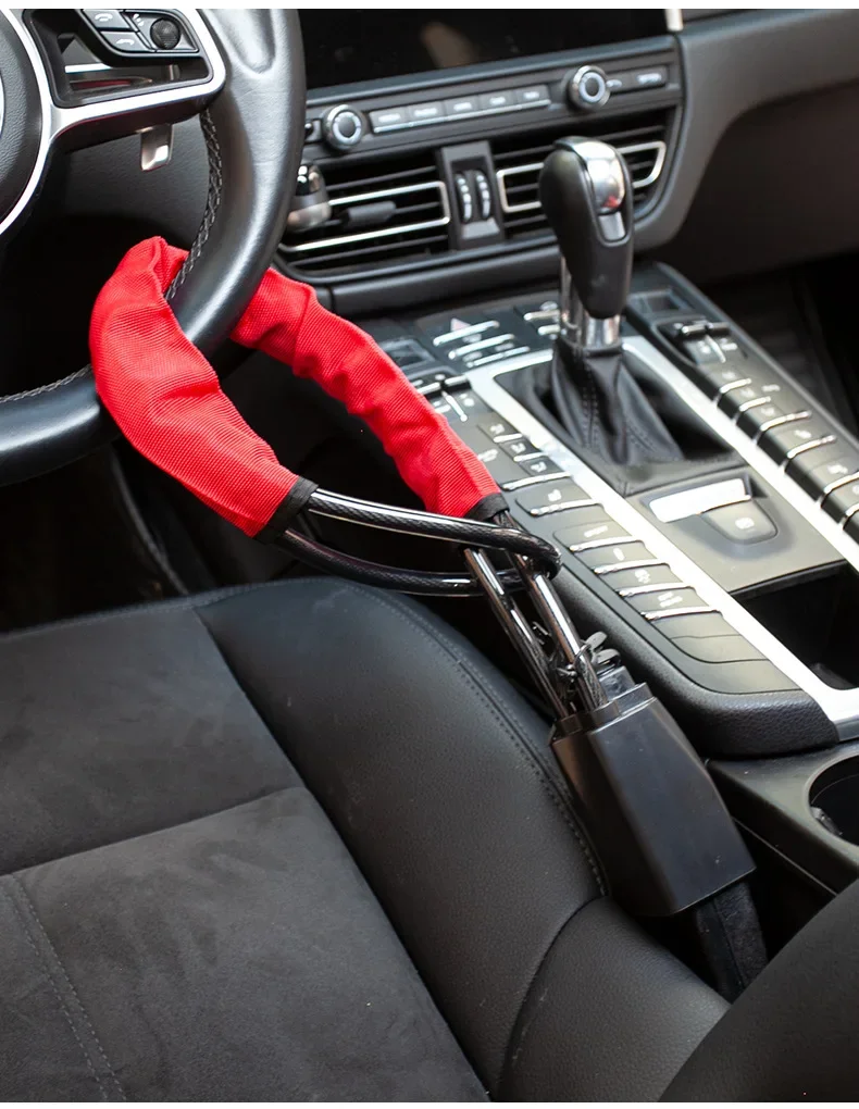 Car Steering Wheel Lock, Bold Cable Handlebar Lock, Car Seat Belt Buckle Lock Universal