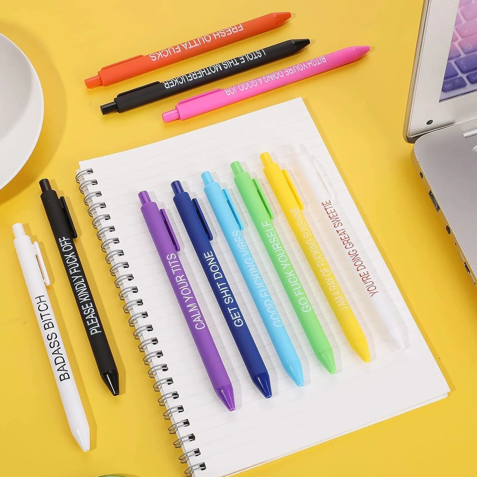 Colorful Pens Custom Names Text Retractable Ballpoint Pens Personalized Pens Laser-Engraved Logos Office & School Supplies Gift
