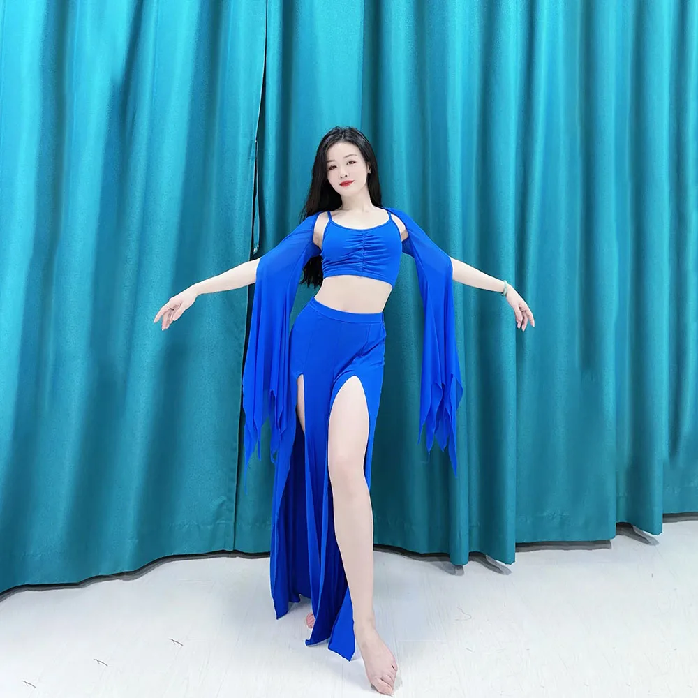 

Oriental Belly Dance New Product Comes with Chest Cotton Double Split Modal Wide Leg Pants Two Color Belly Dance Practice Set