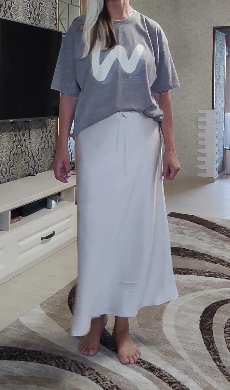 New In 2026 Women's Spring Summer Solid Color Satin Long Skirt High Waist Lace-up Trendy Elegant Faldas Female Beach Maxi Skirts