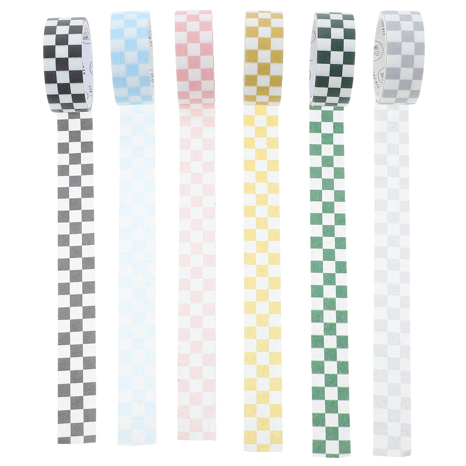 

6 Rolls Checkered Decor DIY Paper Tape Washi Kawaii Lattice Stickers Stationery Craft