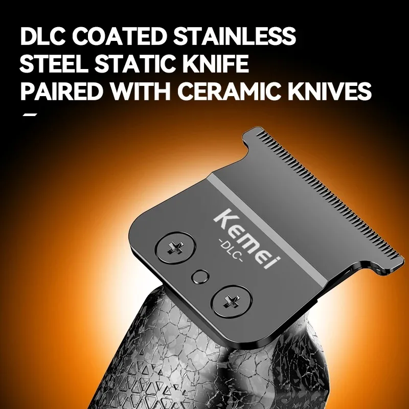 Kemei Rechargeable Cordless Hair Trimmer Zero Gapped Carving Barber Clipper Professional Electric Finish Hair Cutting Machine