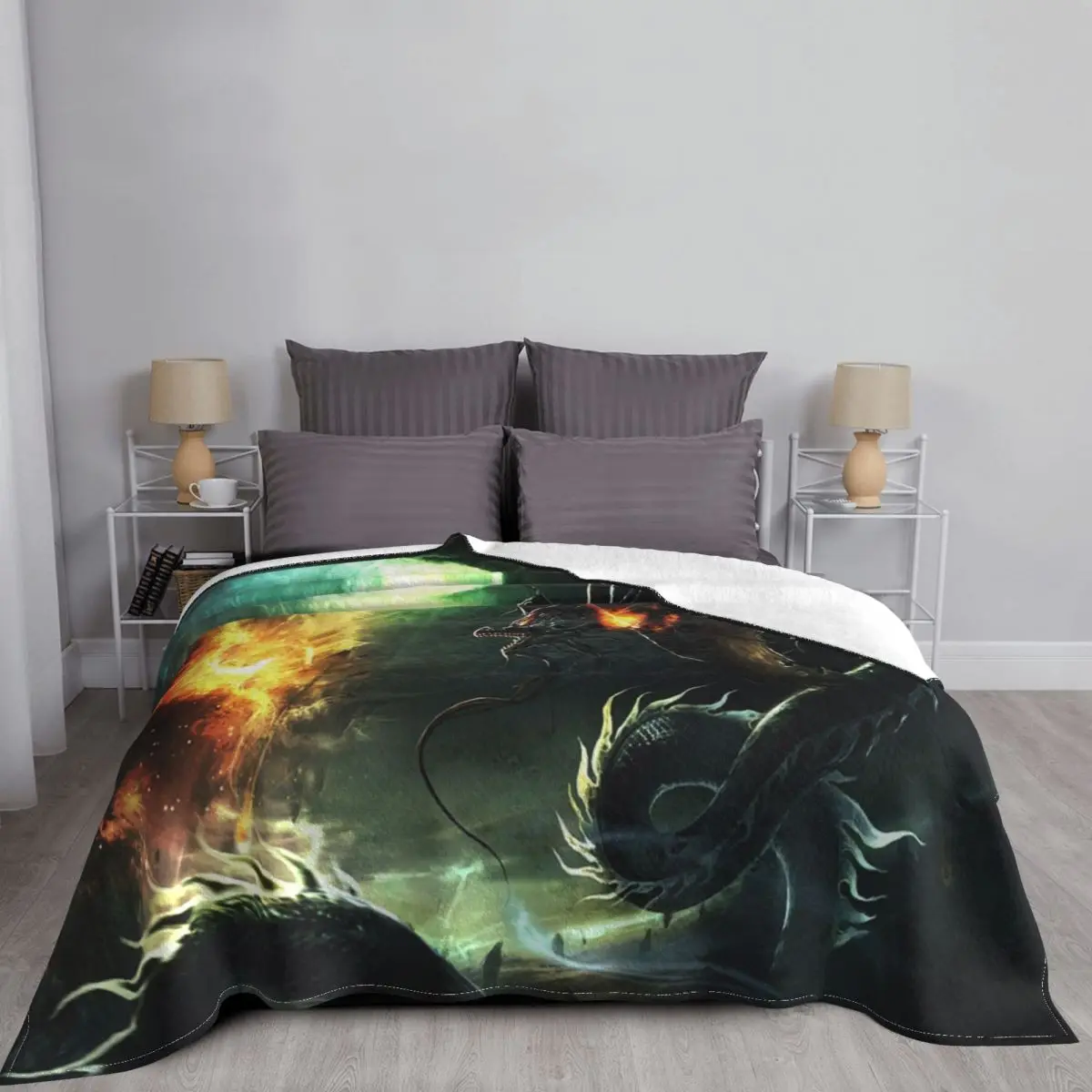 Dragons Anime Animal Blankets Flannel Spring/Autumn Imperial Power Zodiac Throw Blankets for Bedding Office Rug Piece