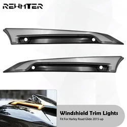 Motorcycle Windshield Windscreen Trim LED Turn Signal Light Running Decorative Lamp For Harley Touring Road Glide FLTRX 2015-23
