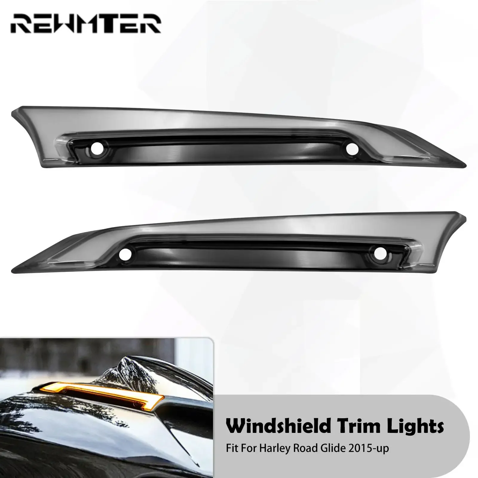 Przednia szyba motocykla wykończenie szyby przedniej kierunkowskaz LED lampa dekoracyjna do biegania dla Harley Touring Road Glide FLTRX 2015-23
