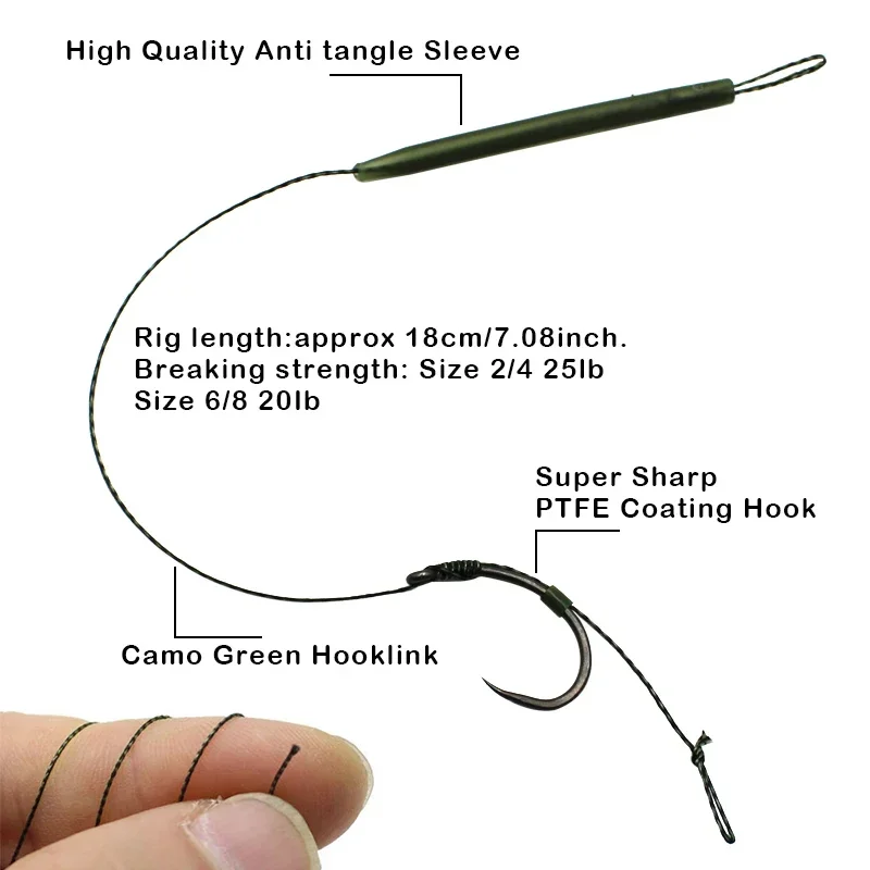 6pcs Carp Fishing Accessories Barbless Hook Hair Rig Fishing Hook Ready Made Tied Rigging With Fishing Line Boilie Hook Tackle