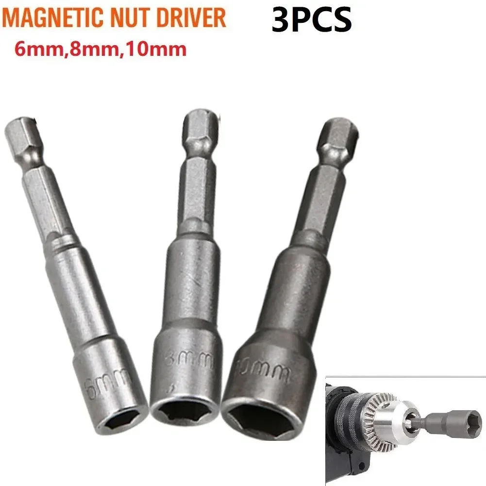 Socket Adapter Driver Socket Bit Set Hex Hex Socket Adapter Magnetic Nut With Magnetic 1/4inch 6mm/8mm/10mm Brand New